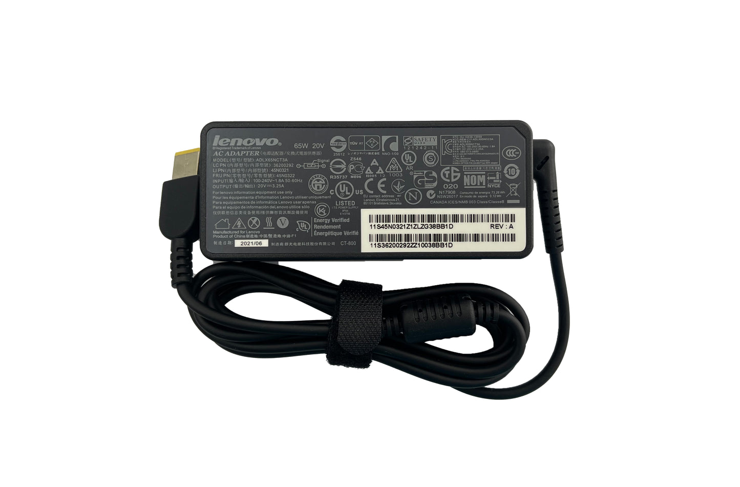 CARGADOR LENOVO 65W 20V 3.25A CONECTOR USB AMARILLO